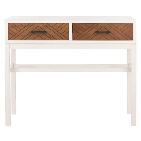 Safavieh 29.5 x 35.5 x 13 in. Ajana 2 Drawer Console Table, Distressed White & Honey CNS5709C